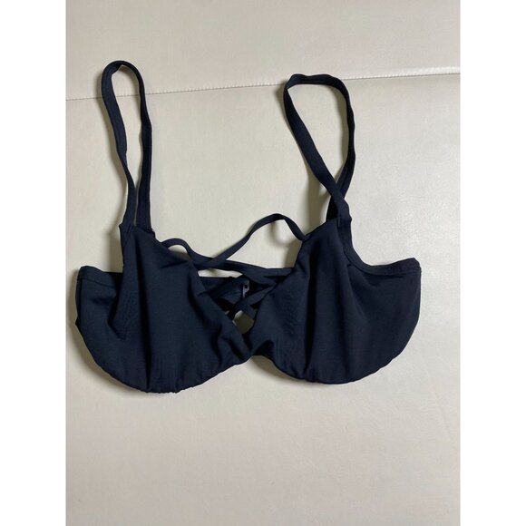 Seafolly Australia Black Crisscross Strappy Bikini Top Sz 10 Underwire Swimwear - Picture 12 of 13